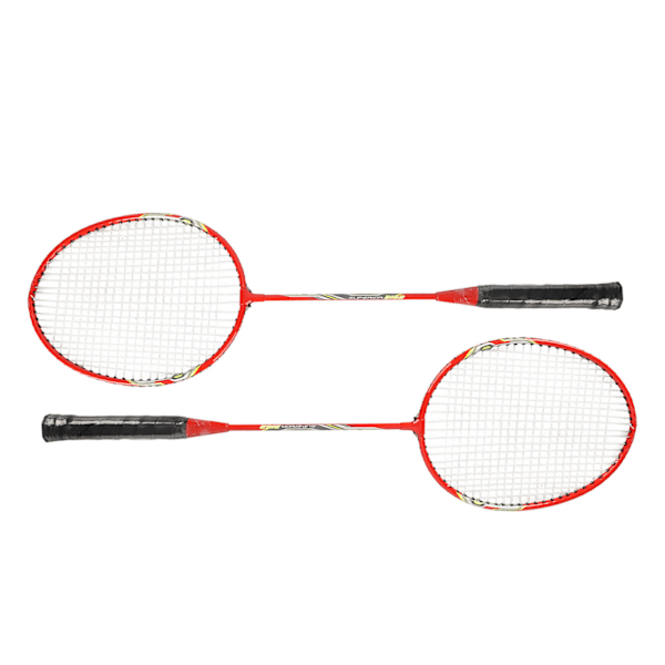 LEIJIAER Badminton Racket Set med 2 spelare Järnlegering Professionell Träningsersättning Utrustning Röd