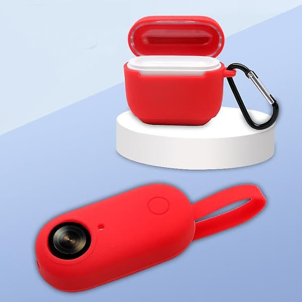 Antifall silikonkamerabeskyttelse for Insta360 GO, med silikonladebeskyttelse og karabinkrok Green