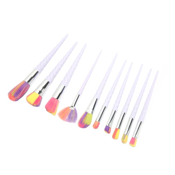 Makeupbørstesæt Bløde Farverige Børster Bærbart Kosmetikbørstesæt til Løs Puder Øjenskygge Blush 10 stk.