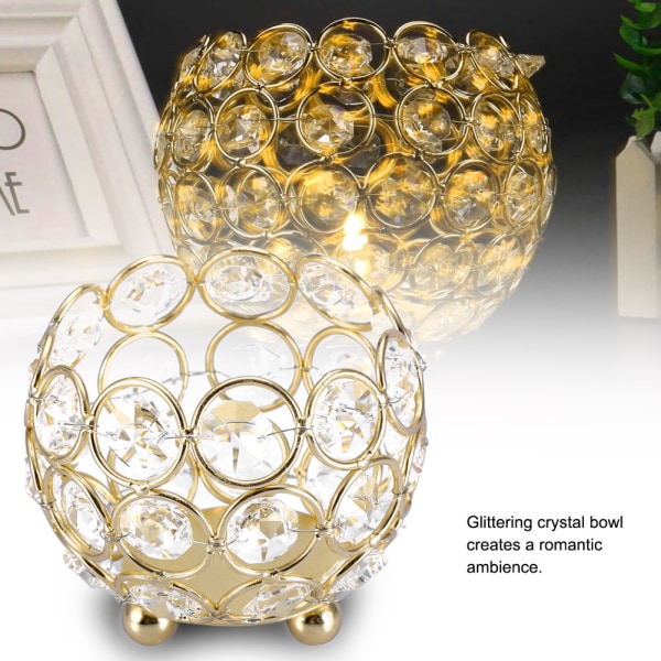 Kristall värmeljusstakar bröllopsdekor bord mittstycken (guld diameter 8 cm)