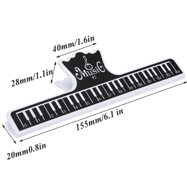Notklämma för musikbok - gul/svart - set om 2