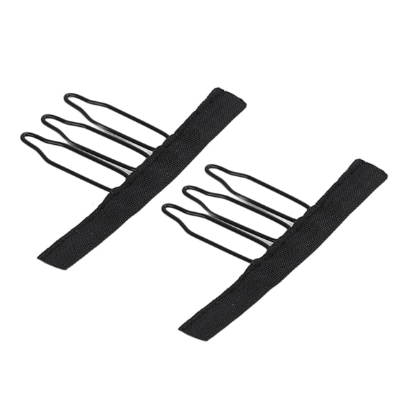 100 stk parykkklemme 3 tenner avrundet kant svart rustfritt stål parykk kam nettinghetteklemmer