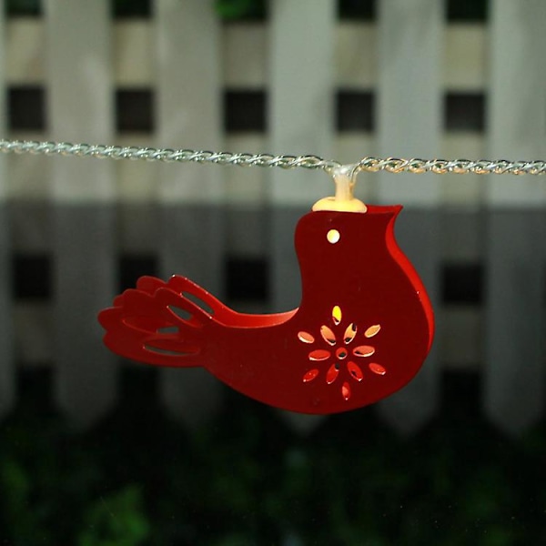 Jern Kunst Fuglelampe Eid Lysstreng Ornament Dekoration Festivalindretning (rød)