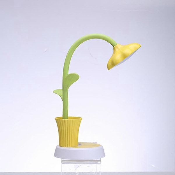 Skrivebordslampe for barn, LED-skrivebordslampe, dimbar nattbordslampe med berøringssensor, leselys med pennholder, oppladbar USB-bordlampe for barn (Gul)