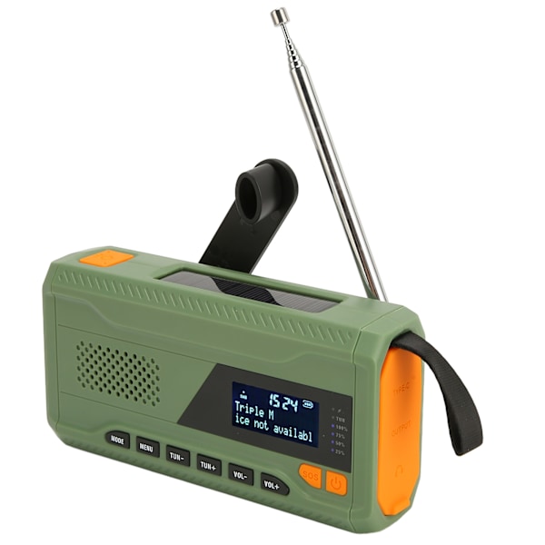 Handvev solradio LCD-skärm 3 laddningslägen Stöd DAB FM BT Bärbar nödväderradio för utomhusresor