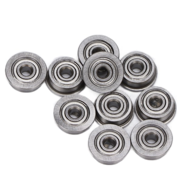 10 stk flenslagre i grått, slitesterkt miniatyrmetall, dobbeltskjoldet kromstållagre for 3D-skriver