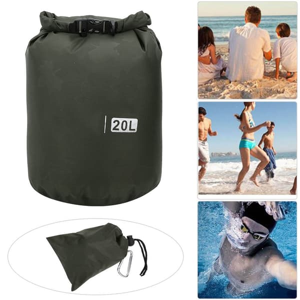 PVC Utomhus Vikbar Vattentät Torrpåse Förvaringsväskor Camping Vandring Strand Militärgrön