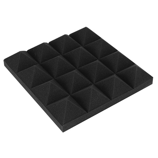 6 stk. pyramideformede lydabsorberende skum akustikpaneler studie lydisolering skum (sort)
