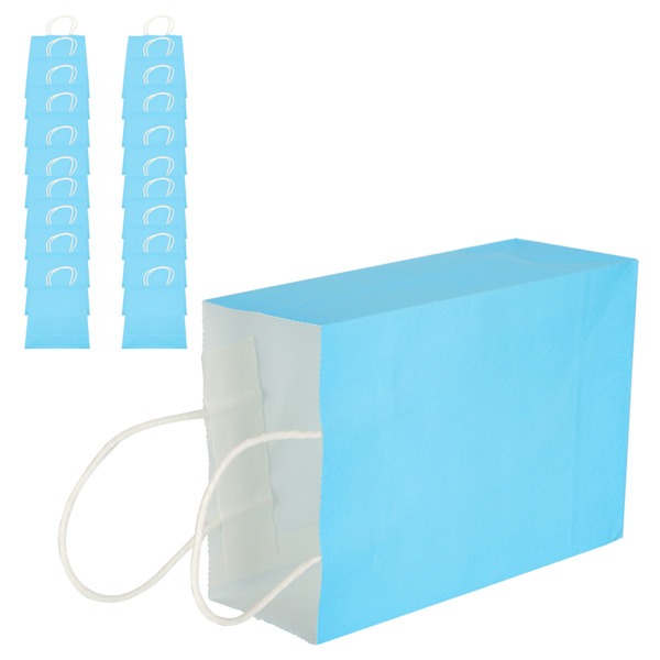 20 kpl Kannettava voimapaperikassipakkaus lahjapussitarvike ostoksille syntymäpäiväjuhliin 15 x 8 x 21 cm sininen