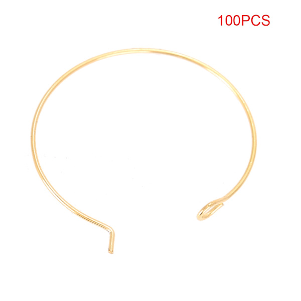 100 st stålcirkelörhängeöglor Vinglasbåge ring smycken (guld, 35 * 30 mm)