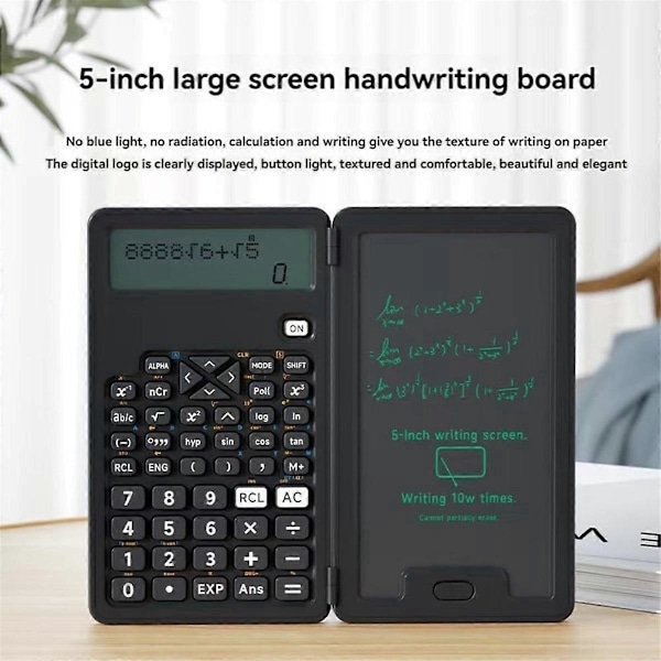 Lommeregner med skrivetavle 12 cifre LCD-display sort