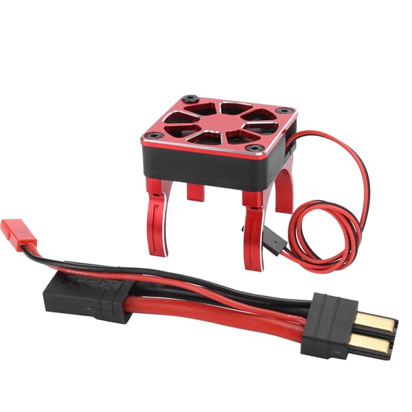 540/550 Motor Køleventilator Radiator med Stikkabel Passer til Traxxas RC Bilmodel Rød