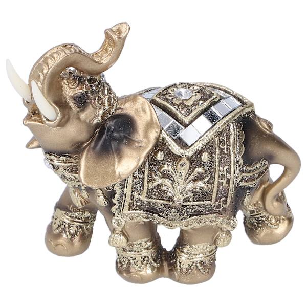 Elefant Statue Figur Figur Feng Shui Resin Dyre Ornament Kunst Håndværk Desktop Dekoration Guld M 10x5x10cm