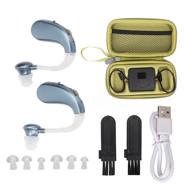 1 Pair Rechargeable Sound Aid Earphone Low Noise Hearing Device Built in Battery 450‑3400Hz Blue