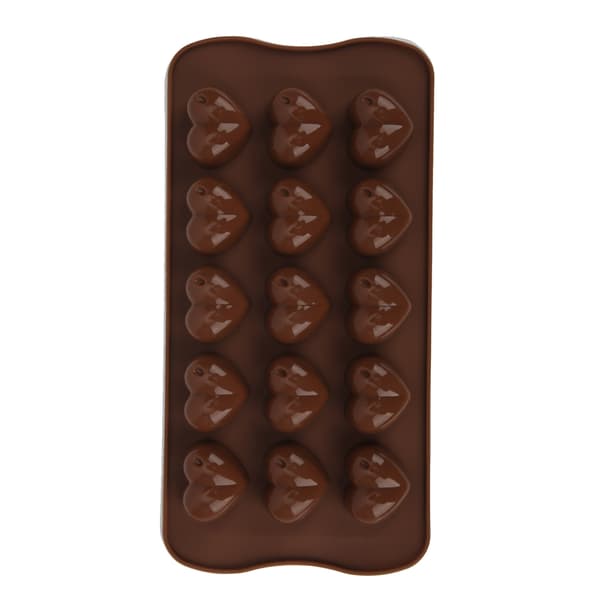 Silikone chokoladeform 15 huller hjerteform DIY chokoladefremstillingsform bageudstyr rød