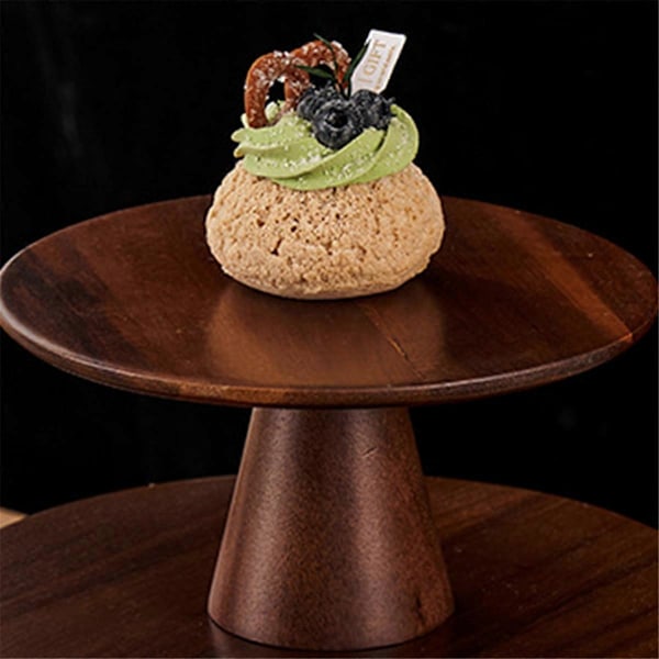 Elegant Træ Kageopsats - Høj Fodet Dessertdisplay Tallerken