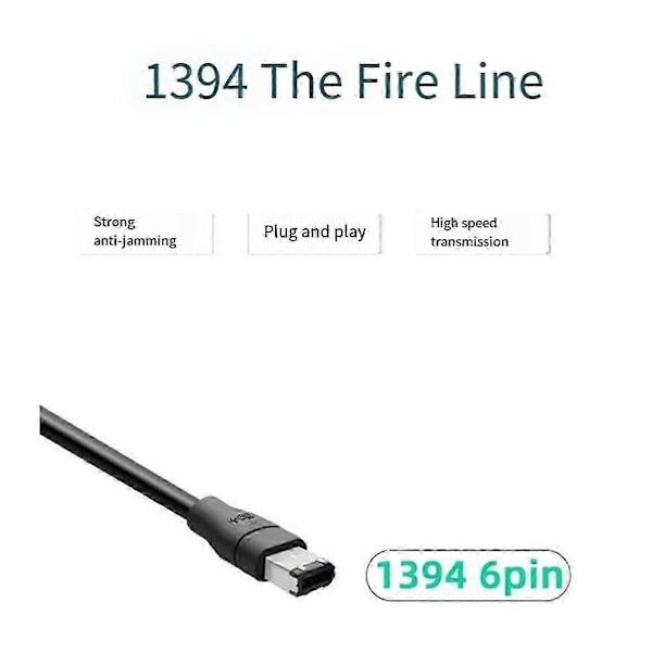 1,8 m Firewire-kabel Sort IEEE 1394 Firewire 400 til Firewire 400-kabel 6-pin han til 6-pin han-kabel