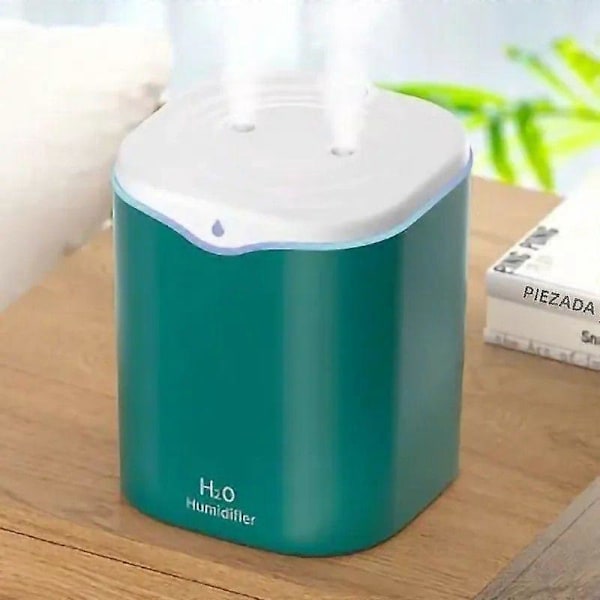 2000ML USB Skrivbordsluftfuktare med Dubbel Spray för Aromaterapi och Hudvård, Sval Mist Luftrenare för Hem och Kontor 2SprayPortGreen