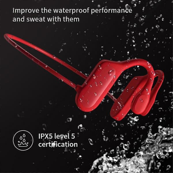 BL09 Bluetooth-compatible Headphones Open Ear Low Latency Rechargeable Bone Conduction Stereo Wireless Headset for Sports Red
