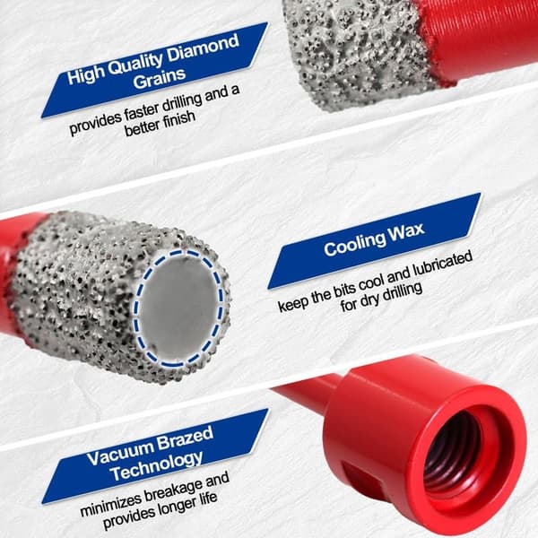 2-pak 8 mm diamantborebits med M14-gevind til tørboring i porcelæn, fliser, granit og marmor