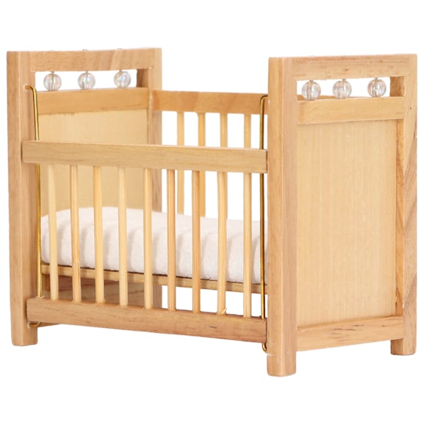 1:12 Dollhouse Crib Wooden Simulated Miniature Cot Furniture Decoration Accessories Gift for Kid