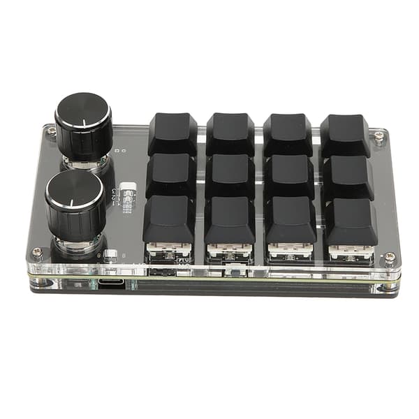 12-tasters mekanisk tastatur understøtter kablet USB trådløs Bluetooth DIY programmerbart rødt switch makrotastatur med 2 knapper til spil