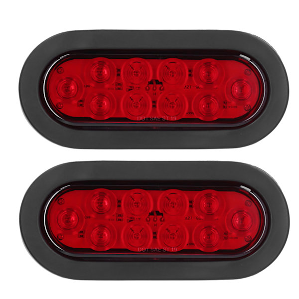 2 kpl LED-merkkivaloa, vedenpitävä, soikea, punainen, 12 V:n takavalo, rekka-, vene-, perävaunu- ja matkailuautokäyttöön