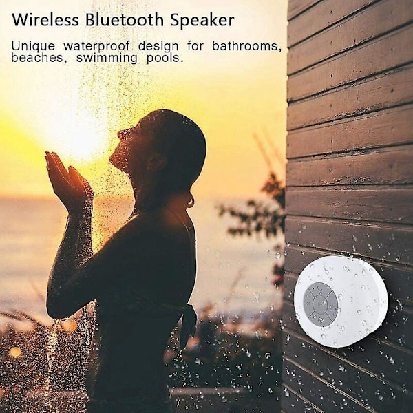 Bluetooth Högtalare Vattentät IP4 Trådlös Portabel Högtalare Handsfree Inbyggd Mikrofon med Sugpropp för Bilar, Badrum, Kök, Kontor etc (W