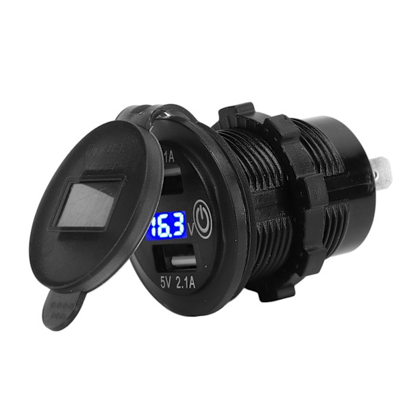 Billader for bil med dobbel USB-port, hurtiglading, spenningsvisning, universell for 12-24V lastebiler motorsykler