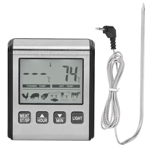 Digital Grillmatstermometer Temperatur Larm BBQ Vikbar Sond Kötttermometer