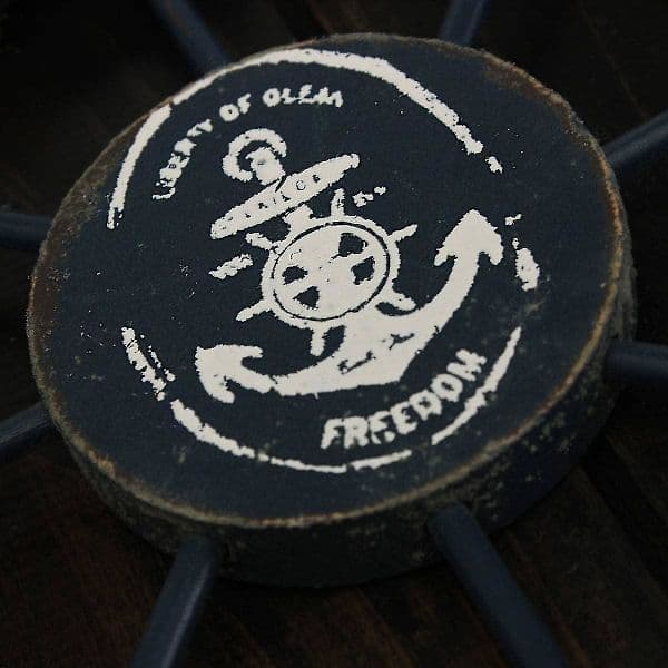 Winomo Wooden Pirate Ship Wheel Home Nautical Wall Marine Decor (Dark Blue)