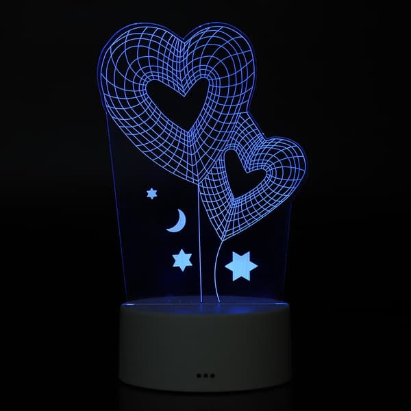 4.5V USB 3D Illusjon Visuell Romantisk Nattlampe 7 Farger Berørings Skrivebordslampe (Hvit Base)
