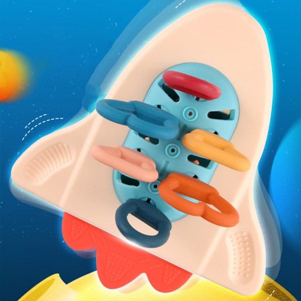 Baby Sensoriska Leksaker Rymdskepp Forma Silikon Dra Aktivitetsleksak Reseleksaker Födelsedag Julgåva för Pojkar Flickor