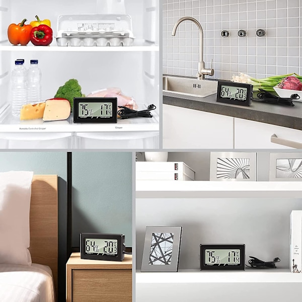 3 Delar Digital Termometer Hygrometer Med Externa Prober Temperaturmätare Fuktighetsmätare För Vardagsrum Kontor Reptil Inkubator Fjäderfä Reptil