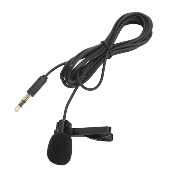 3,5 mm Lavalier Lapel Microphone Clip på håndfri mikrofon til interviewmøde Sort