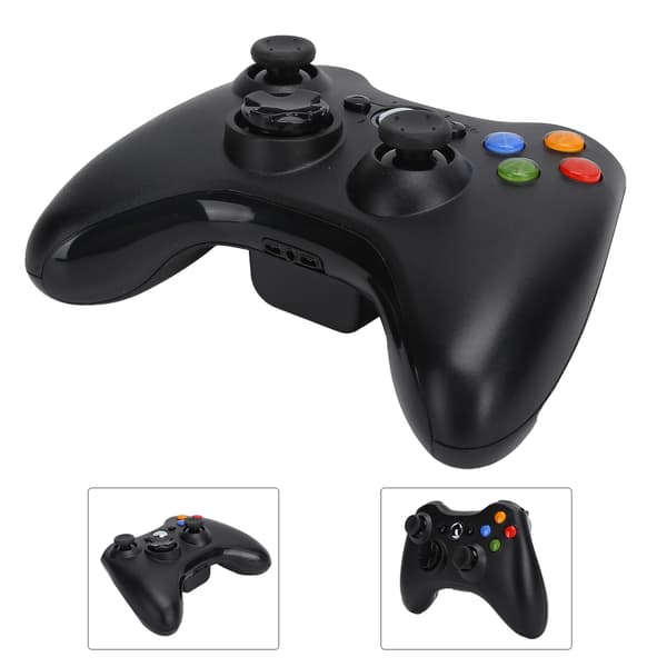 2.4G trådløs spillkontroller Gamepad-håndtak for Xbox 360/PS3-vert Svart