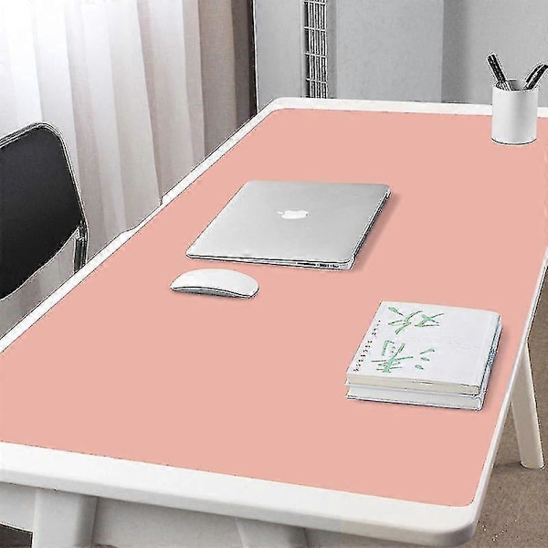 Dubbelsidig Portabel Stor Musmatta Gamer Vattentät PU Läder Skrivbordsmatta Dator Musmatta Tangentbord Bordsöverdrag Rosa 120*50cm