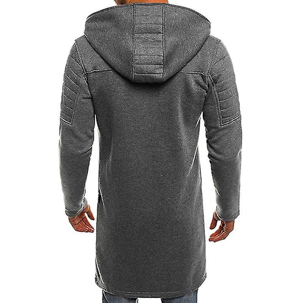 Zip-Up hættetrøje lang frakke til mænd L grå
