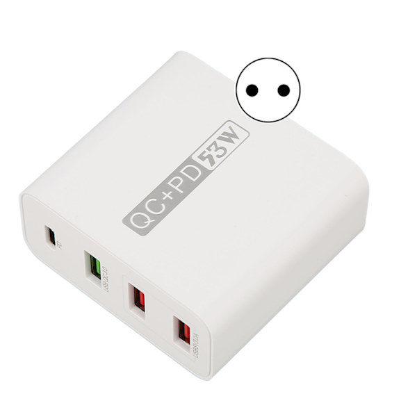 WLX A6 USB C vægadapter 53W 4 USB opladningsport QC 3.0 PD 20W hurtig vægadapter til iPhone tablet øretelefon 100-240V EU-stik