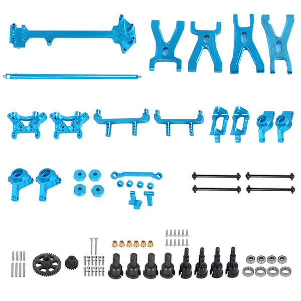 Uppgradering reservdelar kit central drivaxel styrning länk svängarm passar för WLtoys A959 A969 A979 K929 1/18 RC bil Blå