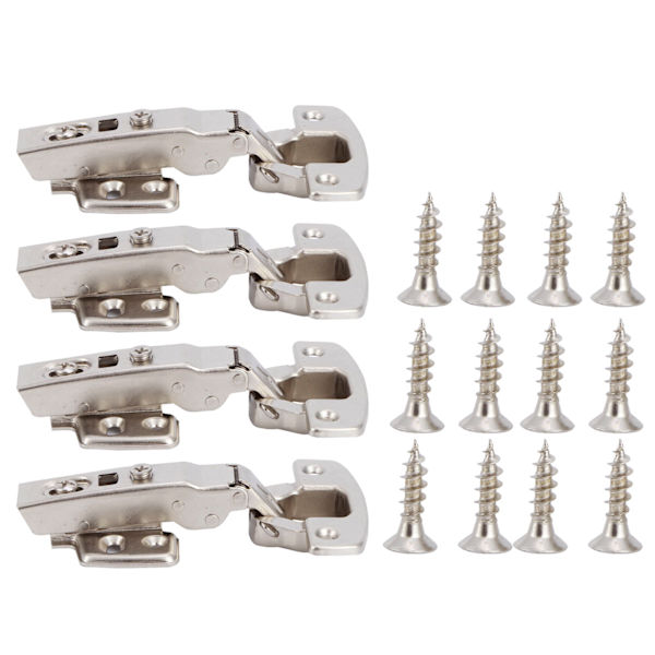 4 set gångjärn för skåp kök med dämpningsbuffert dörr Bisagra kallvalsat stål hårdvara rak arm 11,5 x 7 x 2,5 cm
