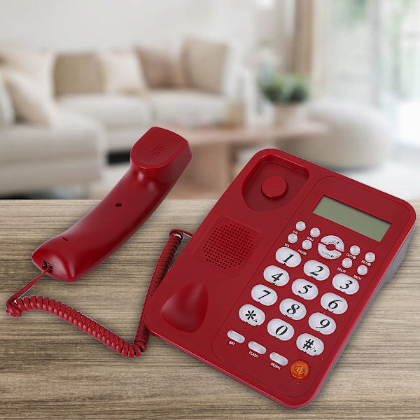 Rød Bordtelefon Hjem Erhverv Fastnet Kablet Telefon Opkalds-ID Fast fastnettelefon