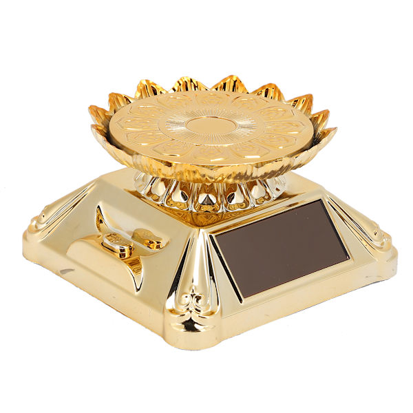 Roterande skivspelare Smycken Display Stativ Hållare Halsband Bricka Soldriven Guld 80 x 48 mm