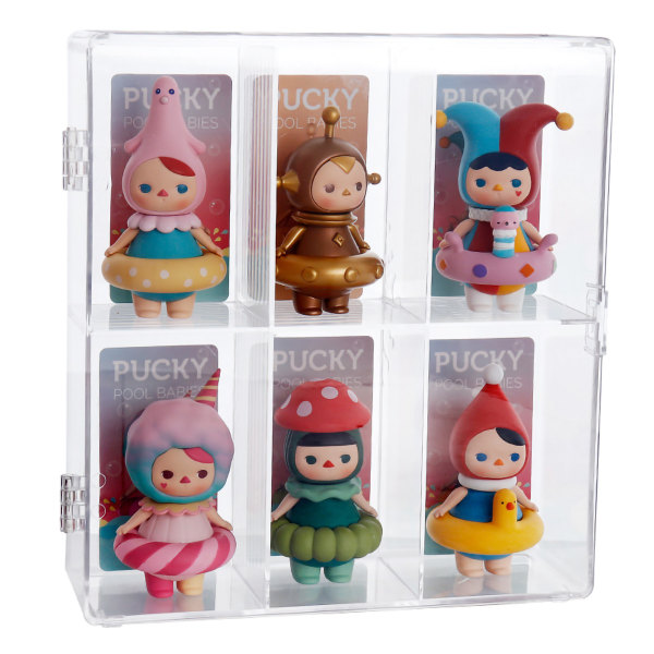 Figurer Display Case Gennemsigtig Akryl To Lag Støvtæt Figur Display Box til Dukke Legetøj Hjemmekontor 6 Grids