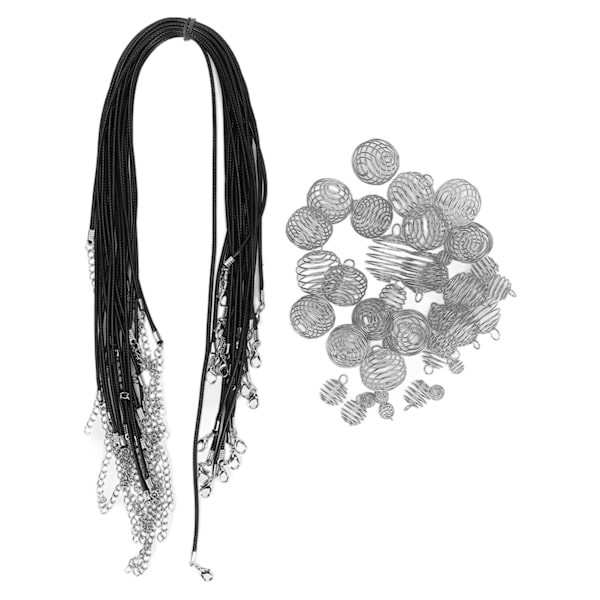 Moderne legering fjederkugle hår dreadlocks perler PU kohud reb DIY halskæde tilbehør sølv