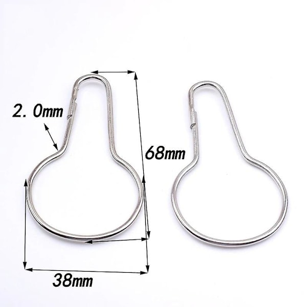 Set med 40 Gardinringar, 40 Stycken Metallkrokar för Duschdraperikrokar för Badrumsgardin
