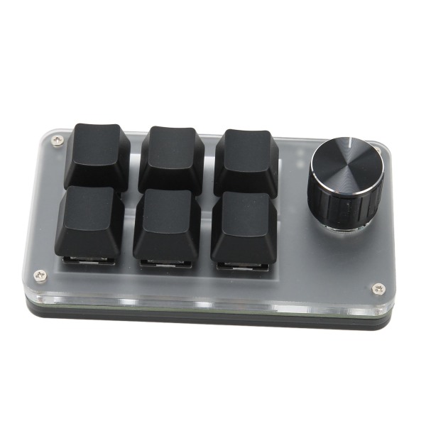 Minitastatur med 6 taster med knott RGB lyseblå bryter Kablet tilkobling Plug and Play DIY Programmerbar enhånds mekanisk tastatur