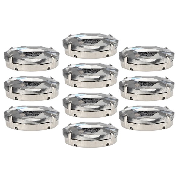 10 st sy på strass kristaller glänsande knappar dekoration för DIY hantverk kläder skor väskor 0,71 x 0,98 tum grå oval