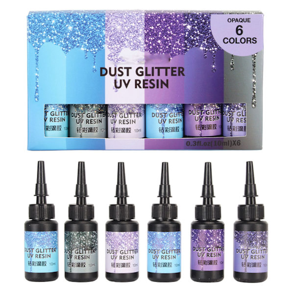 6 stk farget UV-harpiks 10 ml hver pennformet raskherdende aluminiumsfolie Tetting UV-lim for DIY smykker håndverk Lilla serien