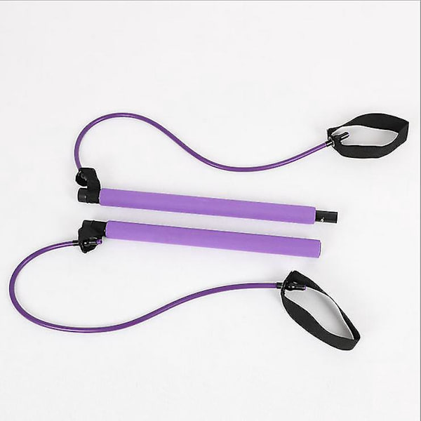 Bærbar Pilates Bar Kit med Modstandsband - Lilla